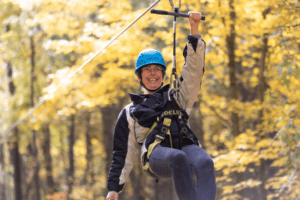 lady smiling on zip line